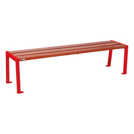 Procity Silaos Backless Bench (1.8m / Mahogany Stained PEFC Oak Slats / Traffic Red RAL 3020)