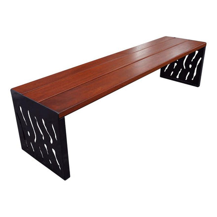 Procity Venice Backless Bench 1.8m (Mahogany Stained Hardwood Slats / Jet Black RAL 9005)