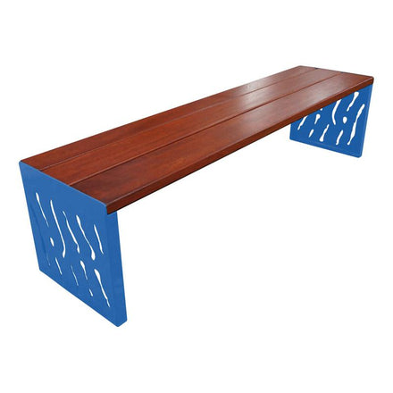 Procity Venice Backless Bench 1.8m (Mahogany Stained Hardwood Slats / Gentian Blue RAL 5010)