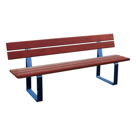 Procity Riga Seat Bench (1.8m / Mahogany Stained Conifer Softwood Slats / Gentian Blue RAL 5010)