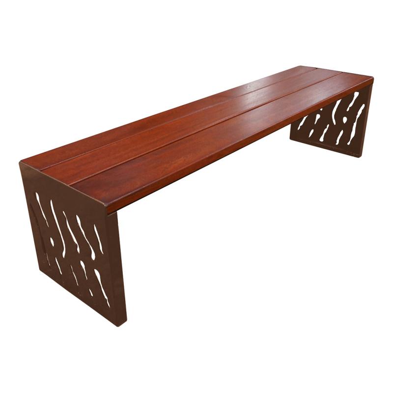 Procity Venice Backless Bench 1.8m (Mahogany Stained Hardwood Slats / Chocolate Brown RAL 8017)