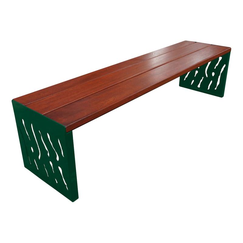 Procity Venice Backless Bench 1.8m (Mahogany Stained Hardwood Slats / Moss Green RAL 6005)