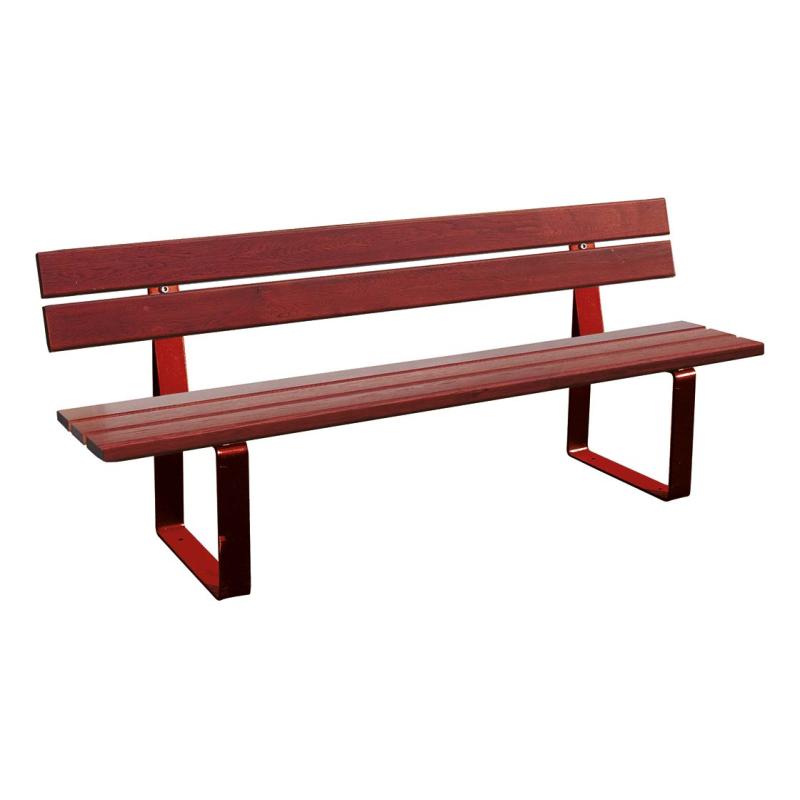 Procity Riga Seat Bench (1.8m / Mahogany Stained Conifer Softwood Slats / Maroon RAL 3004)