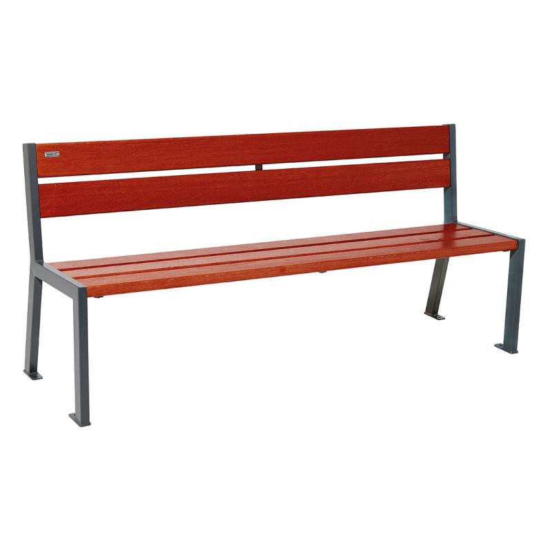 Procity Silaos Steel & Wood Seat Bench 1.8m (Without Armrests / 5 / Mahogany Stained PEFC Oak Slats)