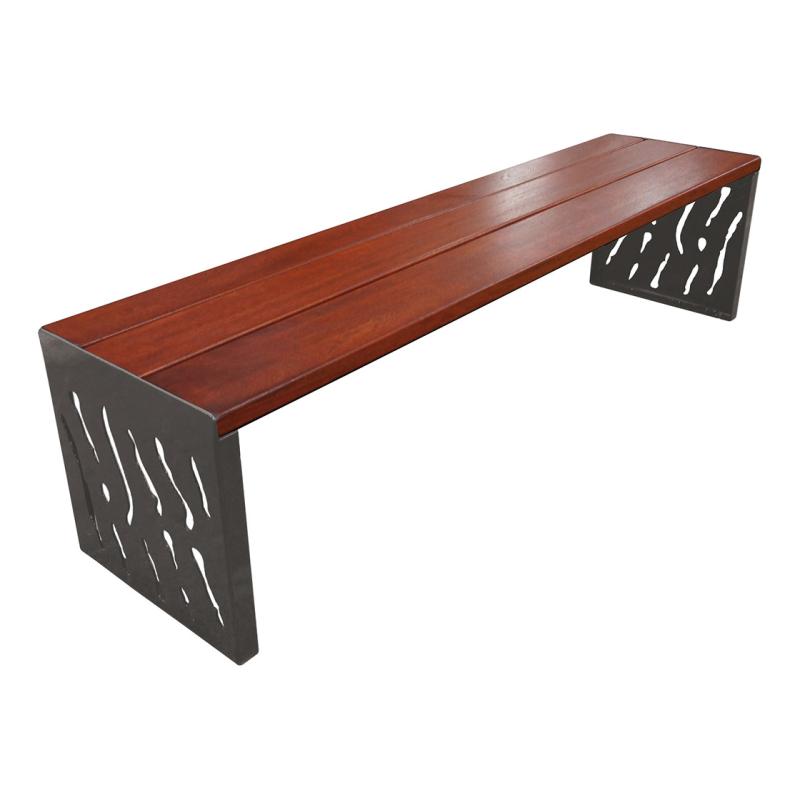 Procity Venice Backless Bench 1.8m (Mahogany Stained Hardwood Slats / Procity Grey)