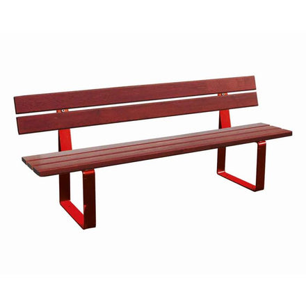 Procity Riga Seat Bench (1.8m / Mahogany Stained Conifer Softwood Slats / Traffic Red RAL 3020)