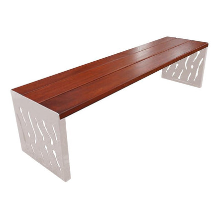 Procity Venice Backless Bench 1.8m (Mahogany Stained Hardwood Slats / Silk Grey RAL 7044)