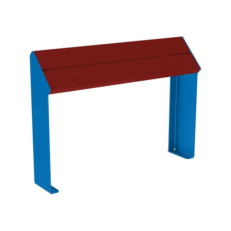 Procity Kube Perch Bench 1.2m (Mahogany Stained Hardwood Slats / Gentian Blue RAL 5010)