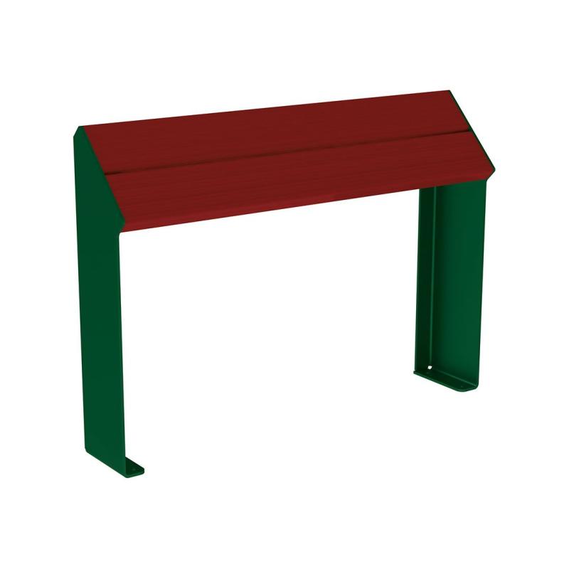 Procity Kube Perch Bench 1.2m (Mahogany Stained Hardwood Slats / Moss Green RAL 6005)