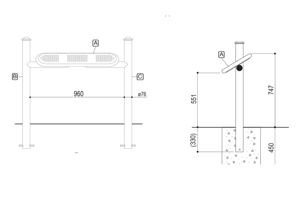 Procity Estoril Perch Bench 0.9m