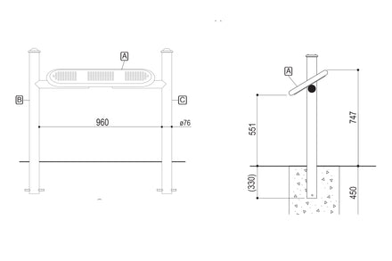 Procity Estoril Perch Bench 0.9m