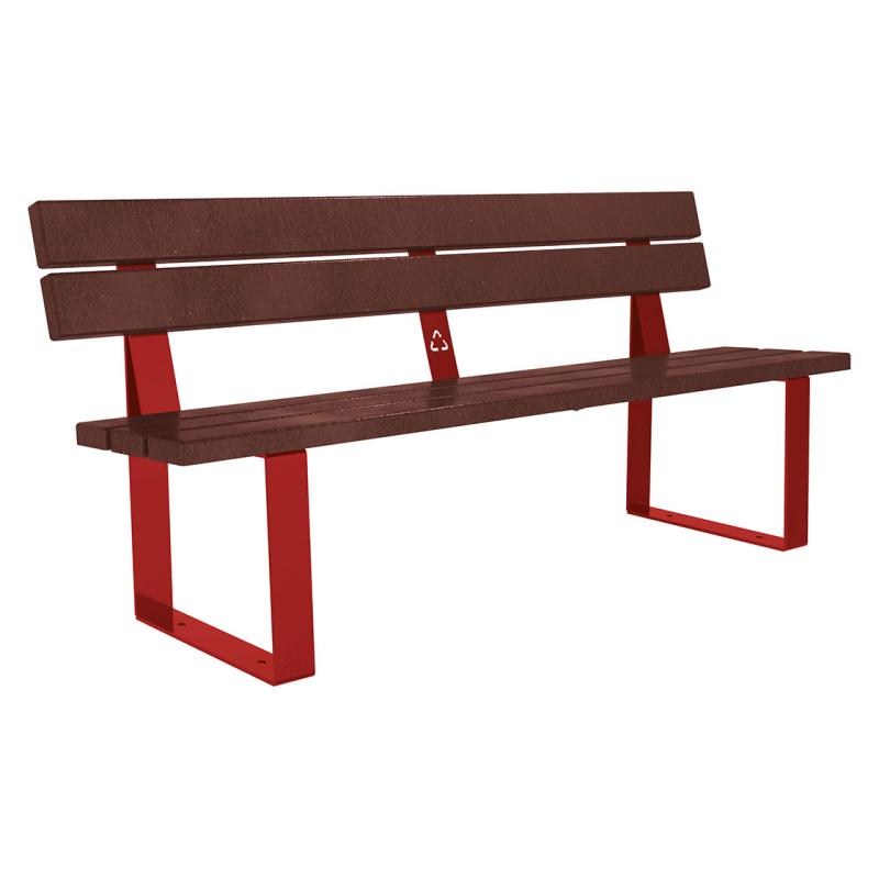 Procity Riga Seat Bench (1.8m / Recycled Plastic (HPL) Slats / Maroon RAL 3004)