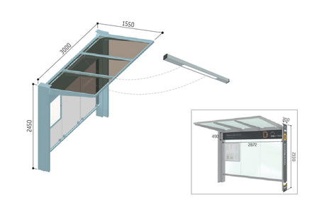 Procity Kube Bus Shelter 3m