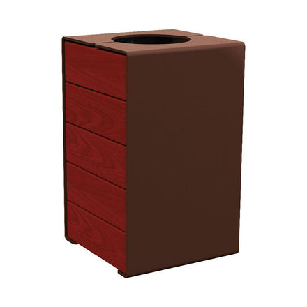 Procity Kube Litter Bin 120L Steel & Mahogany Stained Hardwood