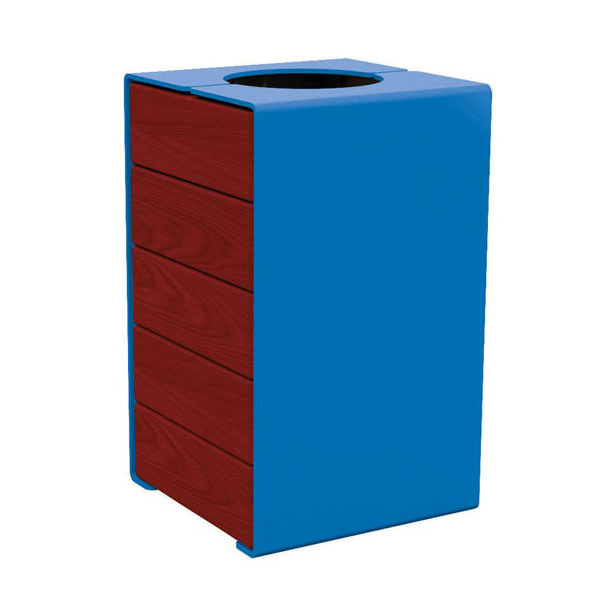 Procity Kube Litter Bin 120L Steel & Mahogany Stained Hardwood