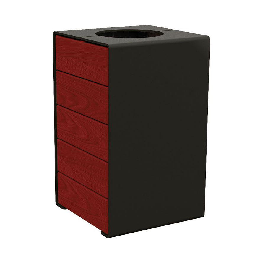 Procity Kube Litter Bin 120L Steel & Mahogany Stained Hardwood