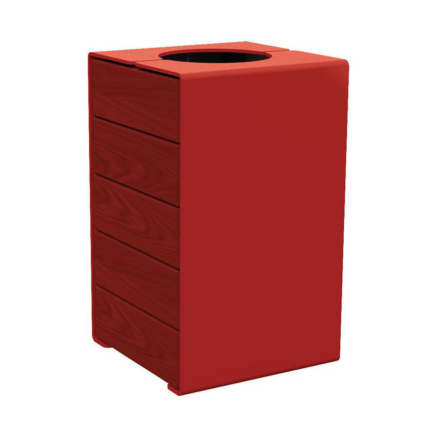 Procity Kube Litter Bin 120L Steel & Mahogany Stained Hardwood