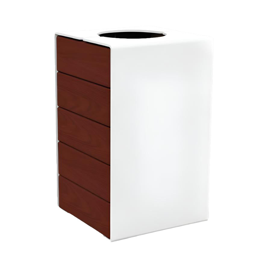 Procity Kube Litter Bin 120L Steel & Mahogany Stained Hardwood