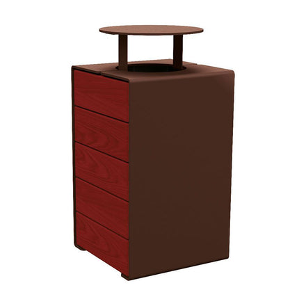 Procity Kube Litter Bin 120L Steel & Mahogany Stained Hardwood