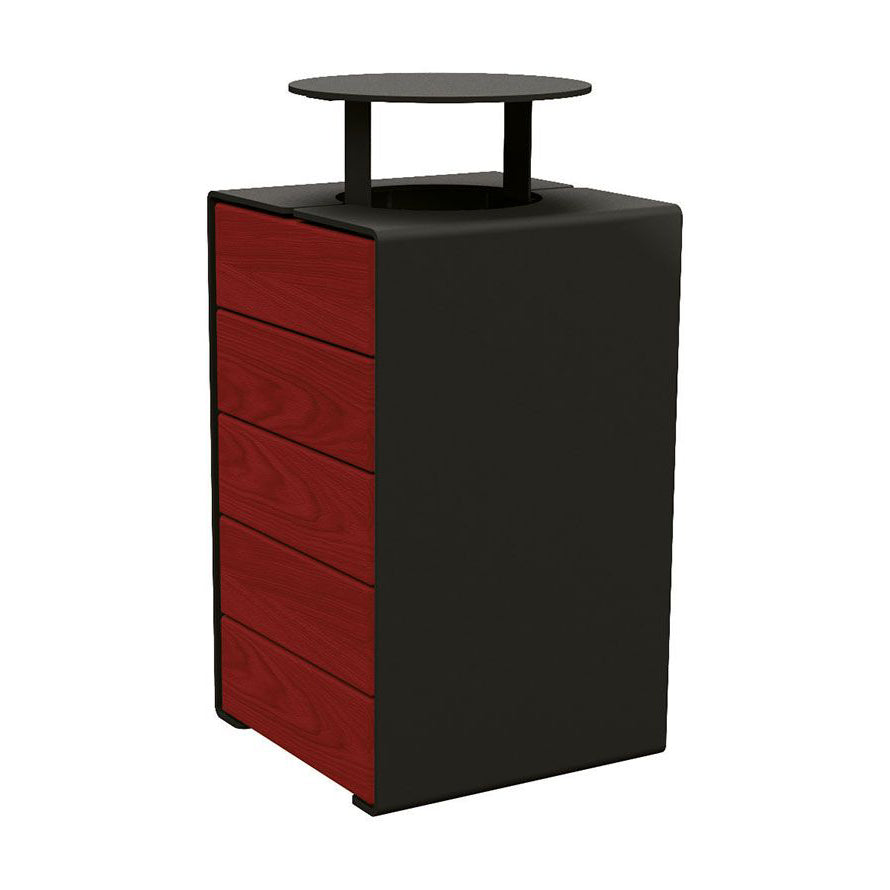 Procity Kube Litter Bin 120L Steel & Mahogany Stained Hardwood