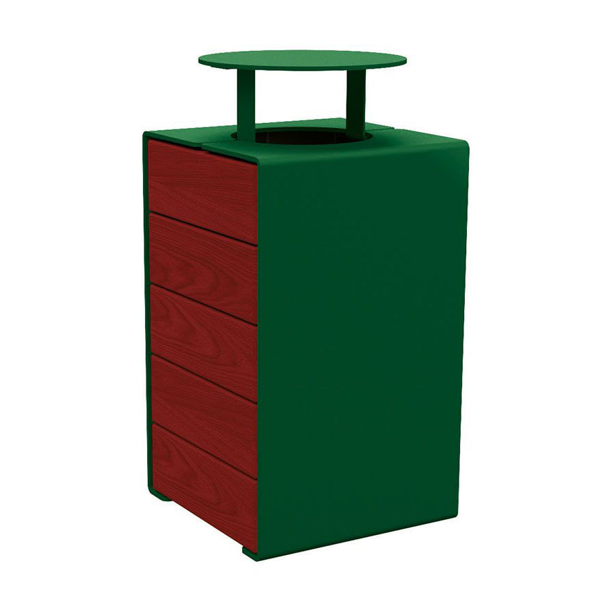 Procity Kube Litter Bin 120L Steel & Mahogany Stained Hardwood