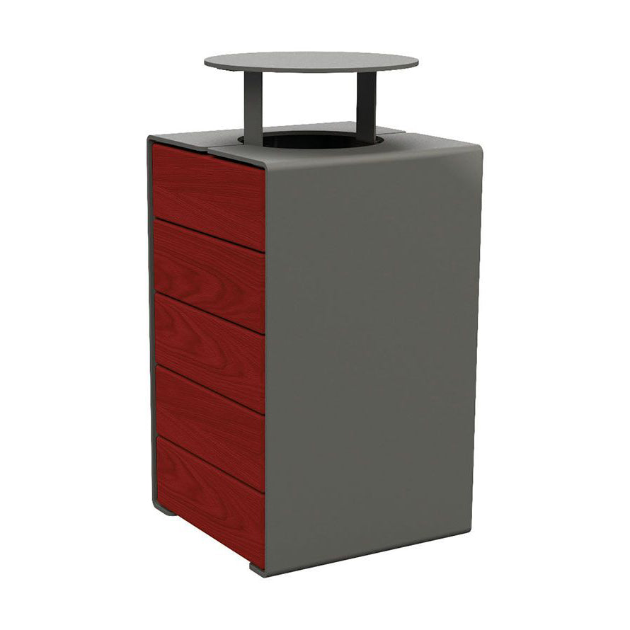 Procity Kube Litter Bin 120L Steel & Mahogany Stained Hardwood