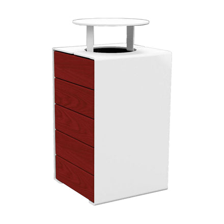 Procity Kube Litter Bin 120L Steel & Mahogany Stained Hardwood