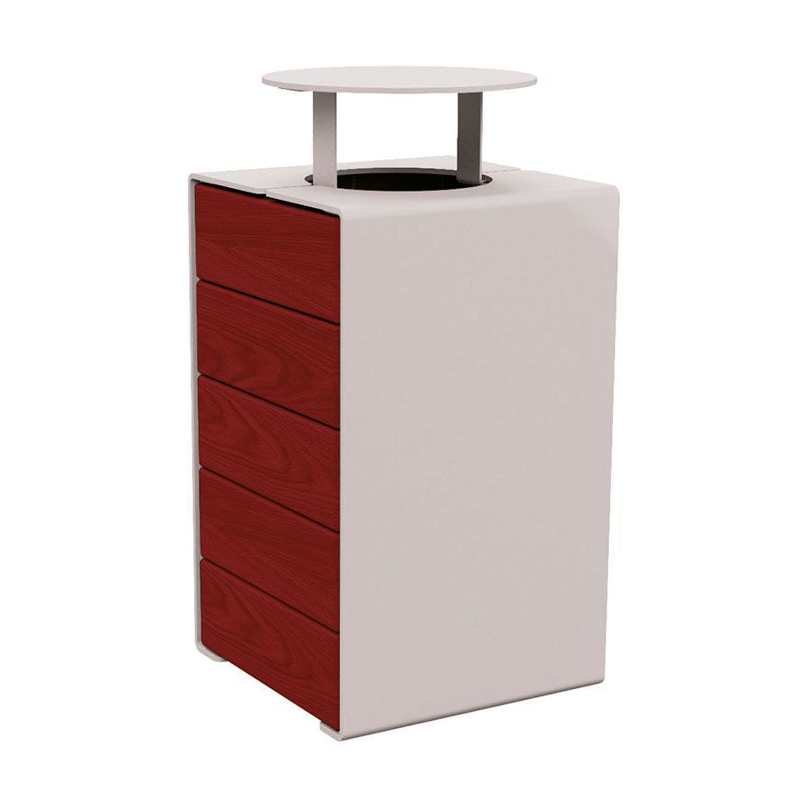 Procity Kube Litter Bin 120L Steel & Mahogany Stained Hardwood