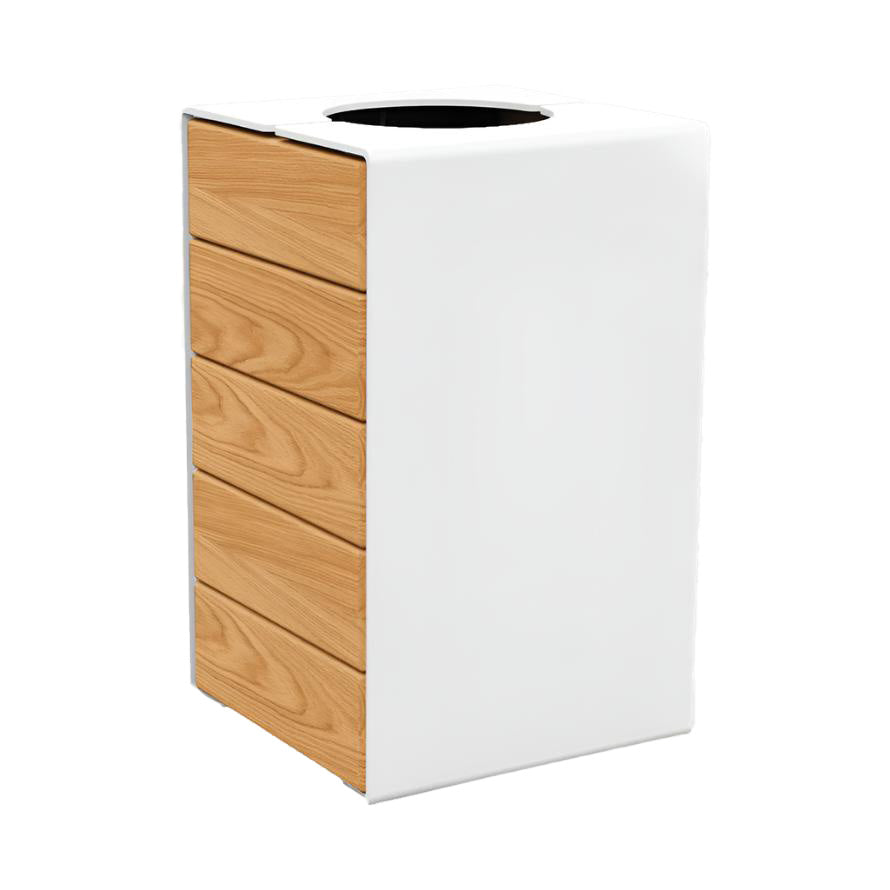 Procity Kube Litter Bin 120L Steel & Light Oak Stained Hardwood