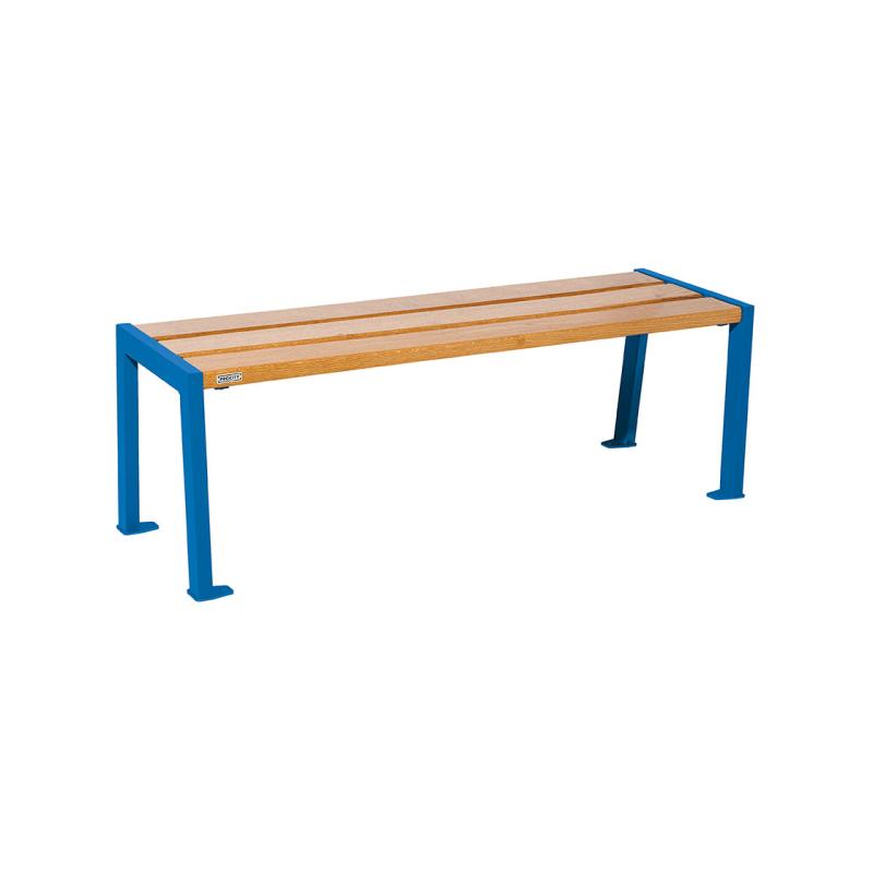 Procity Silaos Backless Bench (1.2m / Light Oak Stained PEFC Oak Slats / Gentian Blue RAL 5010)