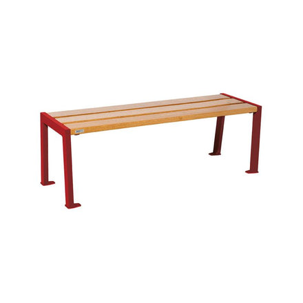 Procity Silaos Backless Bench (1.2m / Light Oak Stained PEFC Oak Slats / Maroon RAL 3004)