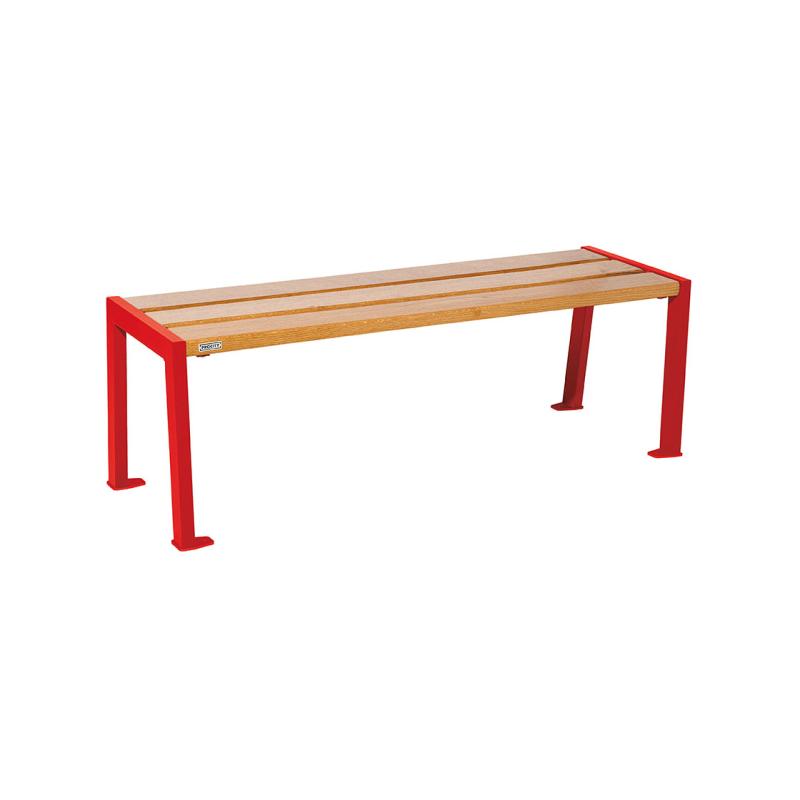 Procity Silaos Backless Bench (1.2m / Light Oak Stained PEFC Oak Slats / Traffic Red RAL 3020)