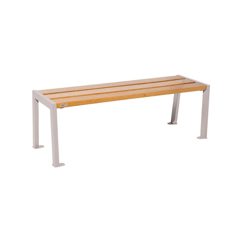 Procity Silaos Backless Bench (1.2m / Light Oak Stained PEFC Oak Slats / Silk Grey RAL 7044)