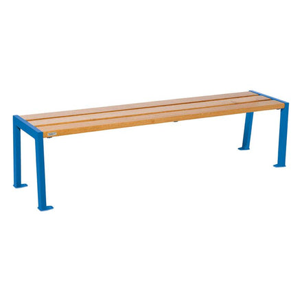 Procity Silaos Backless Bench (1.8m / Light Oak Stained PEFC Oak Slats / Gentian Blue RAL 5010)