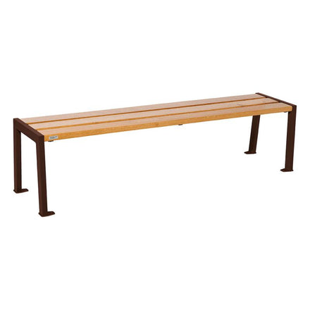 Procity Silaos Backless Bench (1.8m / Light Oak Stained PEFC Oak Slats / Chocolate Brown RAL 8017)