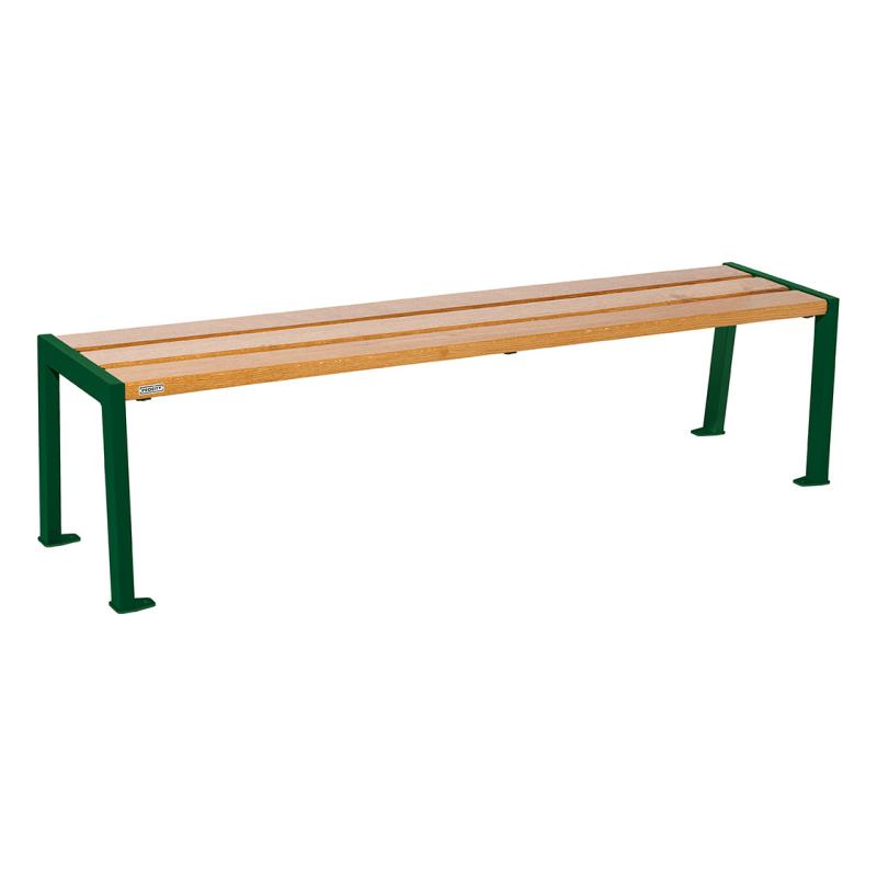 Procity Silaos Backless Bench (1.8m / Light Oak Stained PEFC Oak Slats / Moss Green RAL 6005)