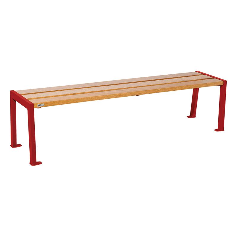 Procity Silaos Backless Bench (1.8m / Light Oak Stained PEFC Oak Slats / Maroon RAL 3004)