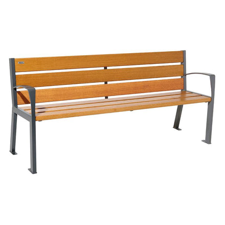 Procity Silaos Steel & Wood Seat Bench 1.8m (With Armrests / 6 / Light Oak Stained PEFC Oak Slats)