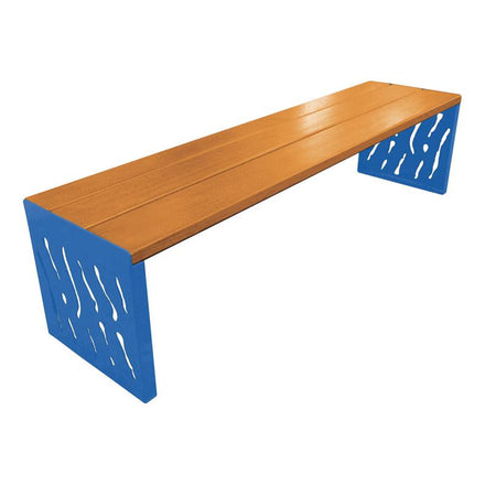 Procity Venice Backless Bench 1.8m (Light Oak Stained Hardwood Slats / Gentian Blue RAL 5010)