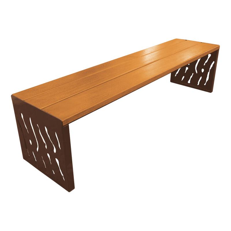 Procity Venice Backless Bench 1.8m (Light Oak Stained Hardwood Slats / Chocolate Brown RAL 8017)