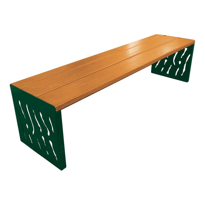 Procity Venice Backless Bench 1.8m (Light Oak Stained Hardwood Slats / Moss Green RAL 6005)