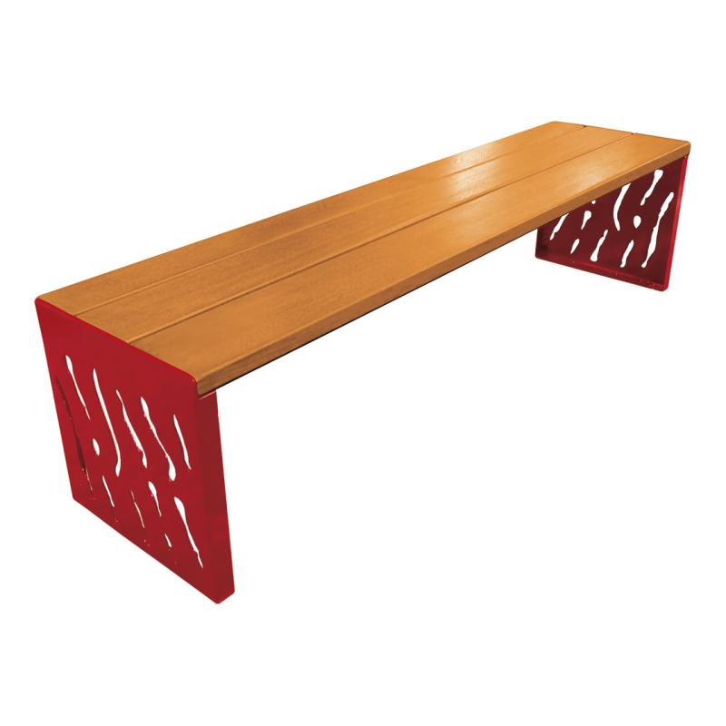 Procity Venice Backless Bench 1.8m (Light Oak Stained Hardwood Slats / Maroon RAL 3004)