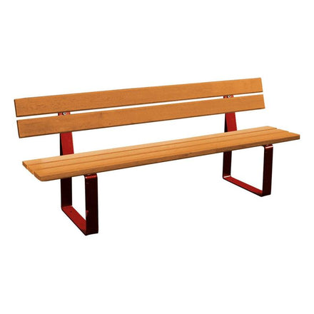 Procity Riga Seat Bench (1.8m / Light Oak Stained Conifer Softwood Slats / Maroon RAL 3004)