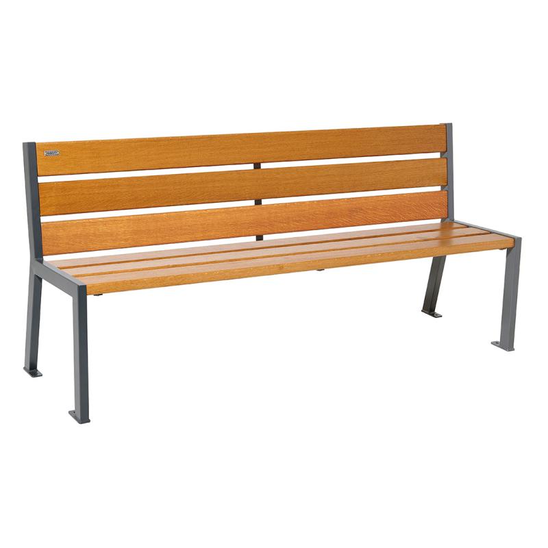 Procity Silaos Steel & Wood Seat Bench 1.8m (Without Armrests / 6 / Light Oak Stained PEFC Oak Slats)