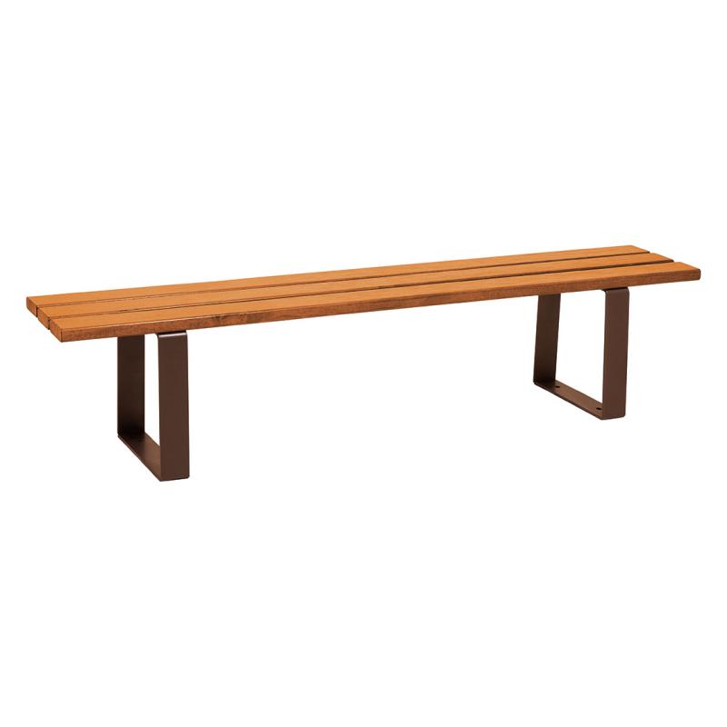 Procity Riga Backless Bench (1.8m / Light Oak Stained Softwood Slats / Chocolate Brown RAL 8017)