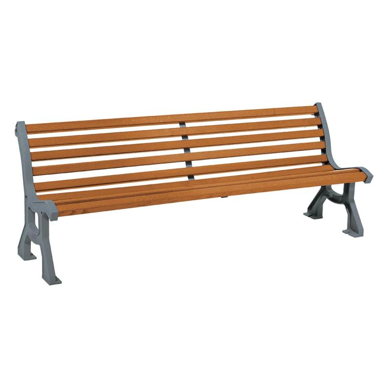 Procity Lublin Seat Bench 2m (Metallic Grey / Light Oak Stained Hardwood Slats)