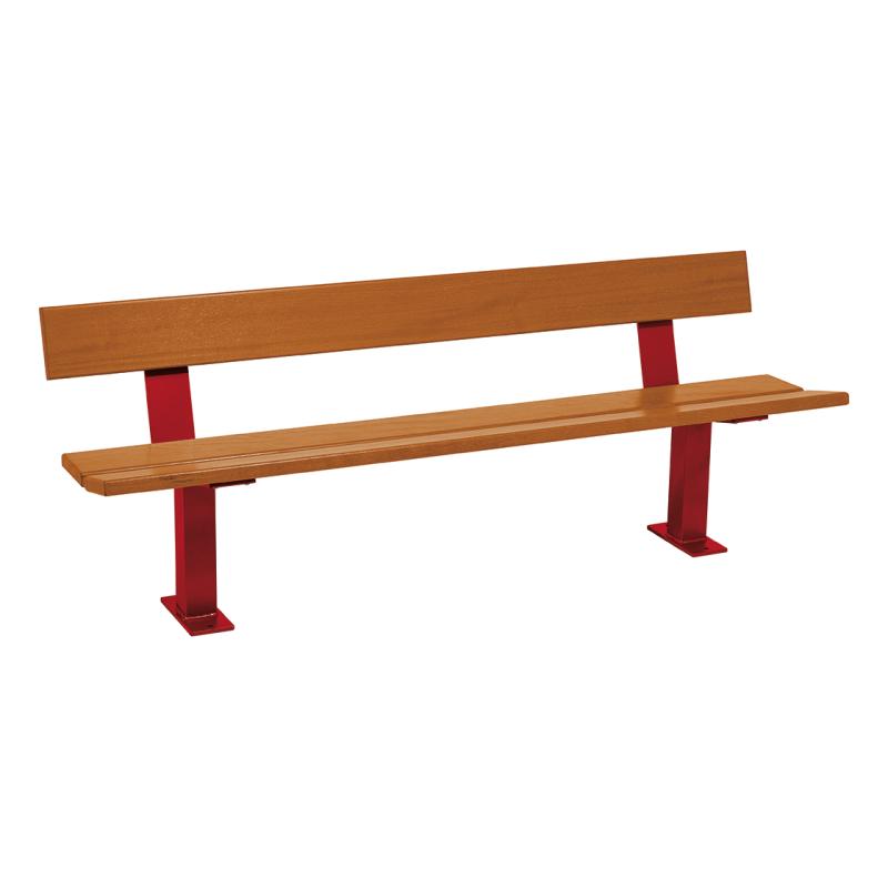 Procity Pagoda Seat Bench 2m (Light Oak Stained Hardwood Slats / Maroon RAL 3004)