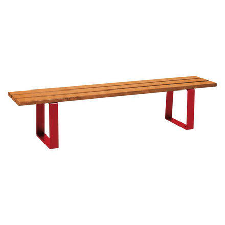 Procity Riga Backless Bench (1.8m / Light Oak Stained Softwood Slats / Maroon RAL 3004)