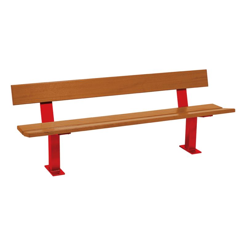 Procity Pagoda Seat Bench 2m (Light Oak Stained Hardwood Slats / Traffic Red RAL 3020)