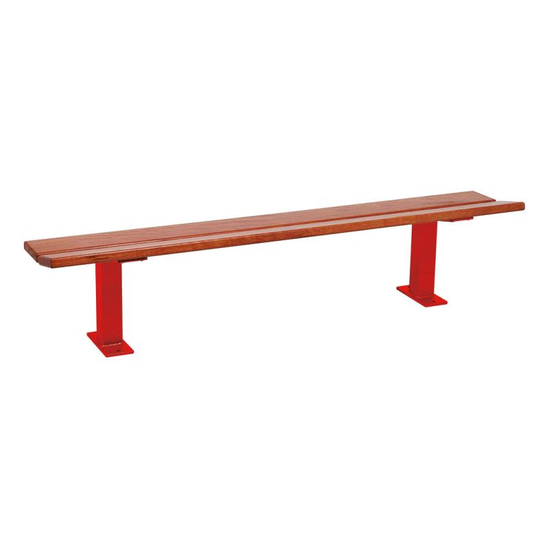 Procity Pagoda Backless Bench 2m (Light Oak Stained Hardwood Slats / Traffic Red RAL 3020)